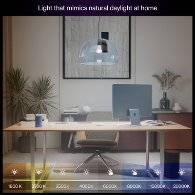Philips Hue Smart LED A19 Bulb with Matter and Bluetooth In White Ambiance (2-Pack) - 591131
