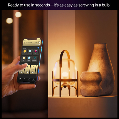 Philips Hue Smart LED A19 Bulb with Matter and Bluetooth In White Ambiance (2-Pack) - 591131