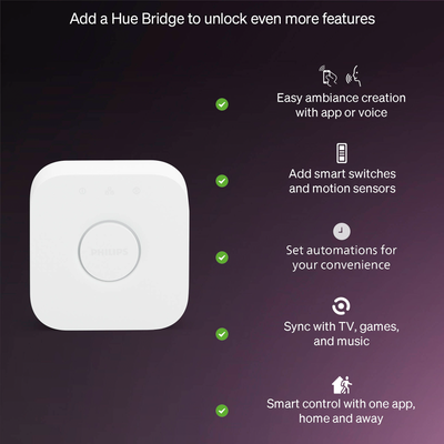 Philips Hue Essential Smart LED A19 Bulb with Matter and Bluetooth In White & Color Ambiance (4-Pack) - 592592
