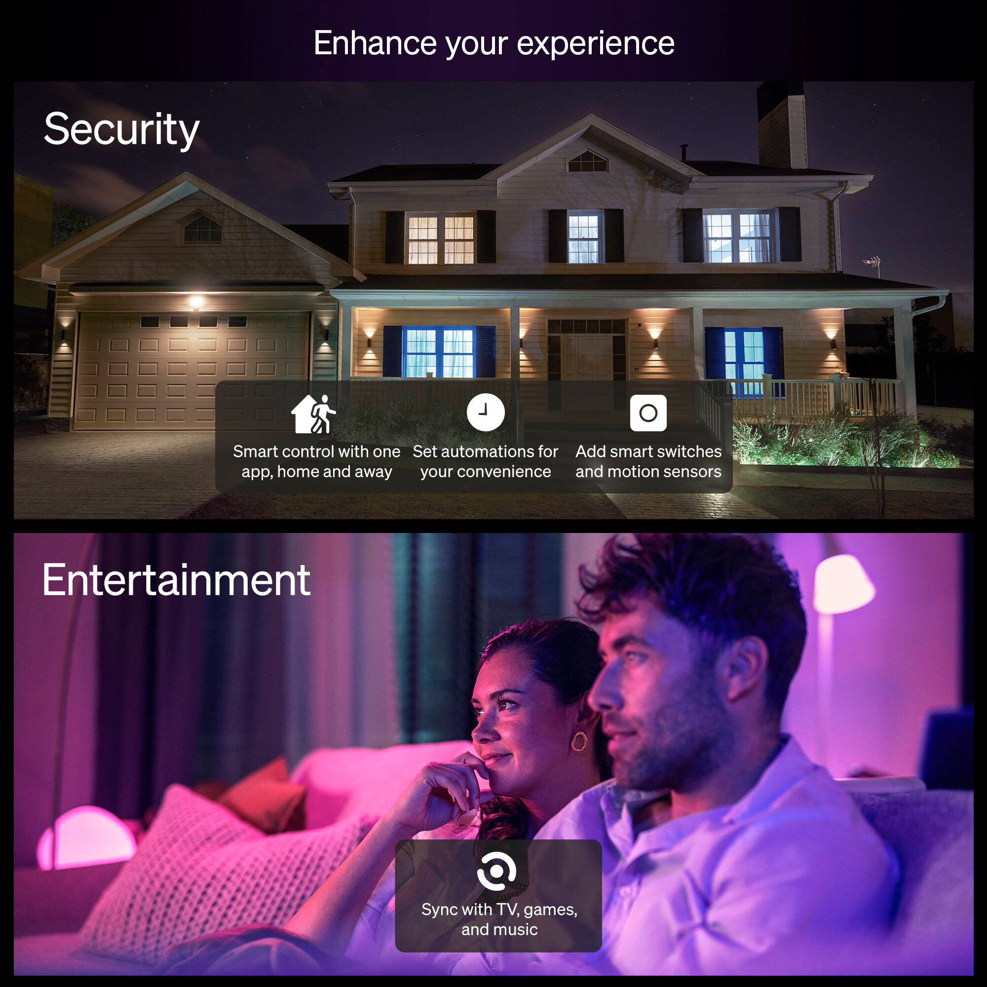 Philips Hue Essential Smart LED A19 Bulb with Matter and Bluetooth In White & Color Ambiance (4-Pack) - 592592