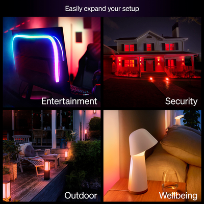 Philips Hue Essential Smart LED A19 Bulb with Matter and Bluetooth In White & Color Ambiance (4-Pack) - 592592