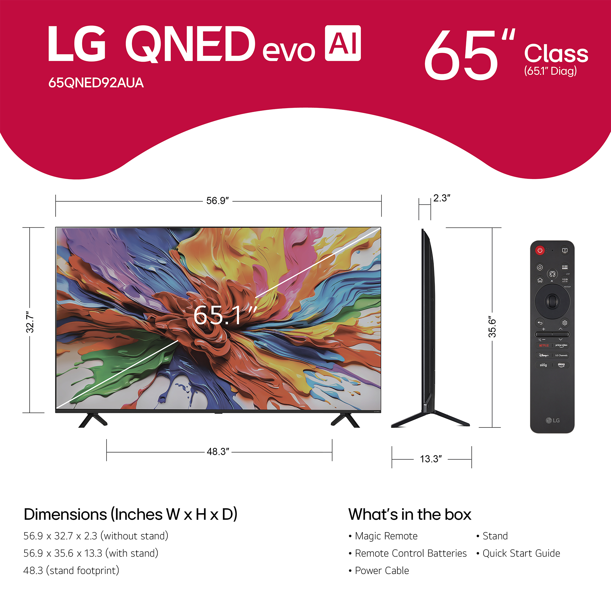 LG QNED evo AI QNED92A 65" Mini LED 4K Smart TV - 65QNED92AUA