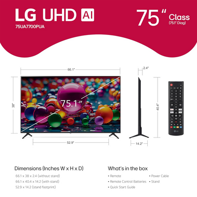 LG 75" UA77 Series 4K UHD AI Smart TV (2025)