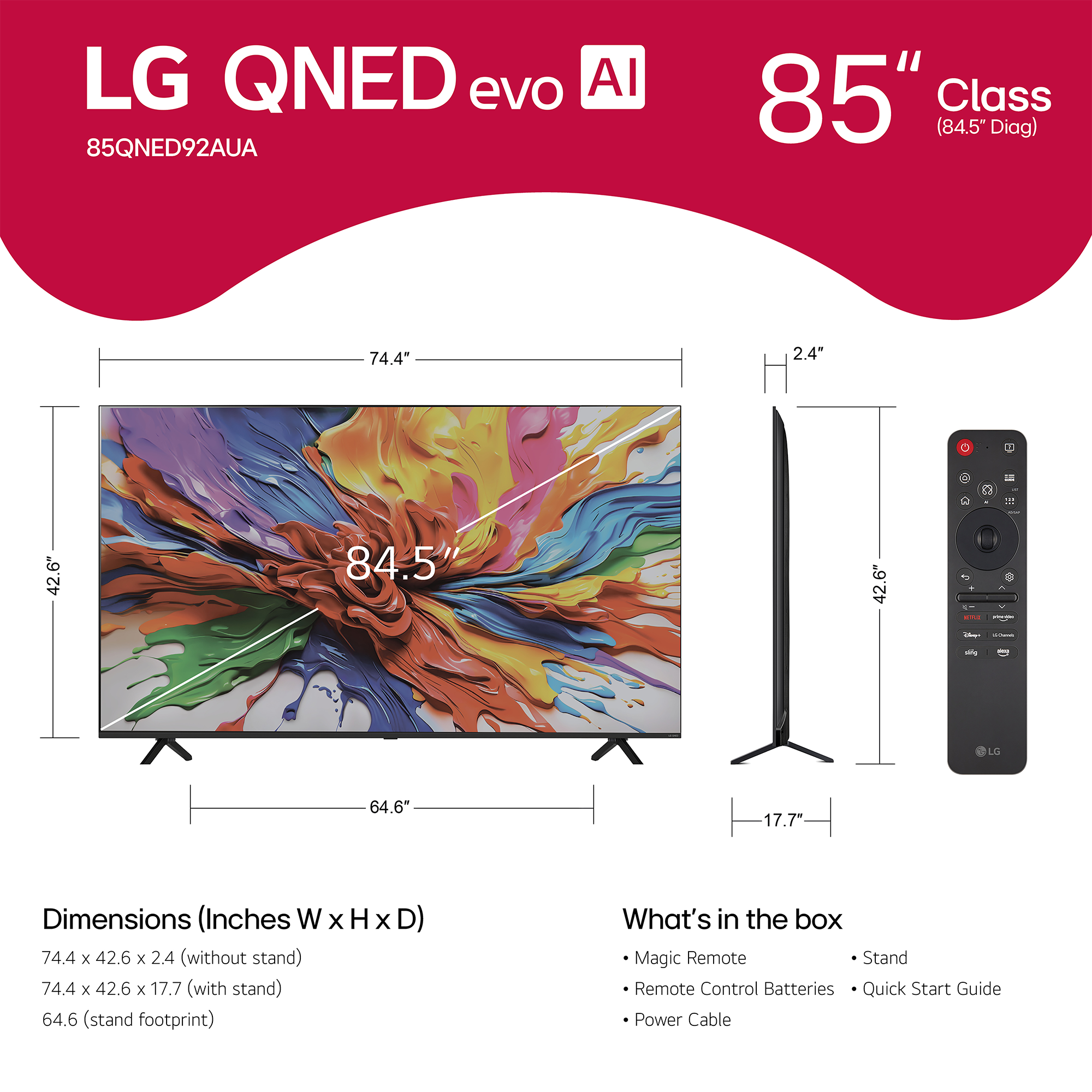 LG QNED evo AI QNED92A 85" Mini LED 4K Smart TV - 85QNED92AUA