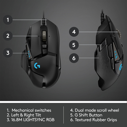 Logitech G G502 HERO Wired Gaming Mouse (Black) - 25K Sensor