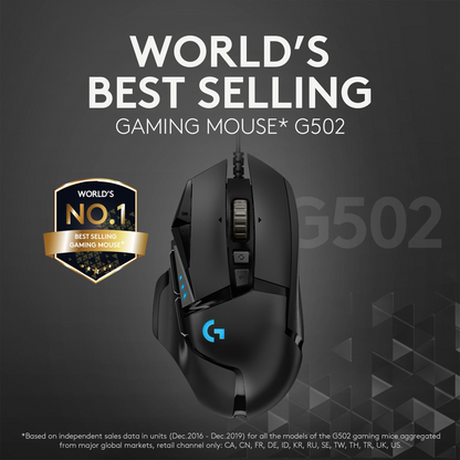 Logitech G G502 HERO Wired Gaming Mouse (Black) - 25K Sensor