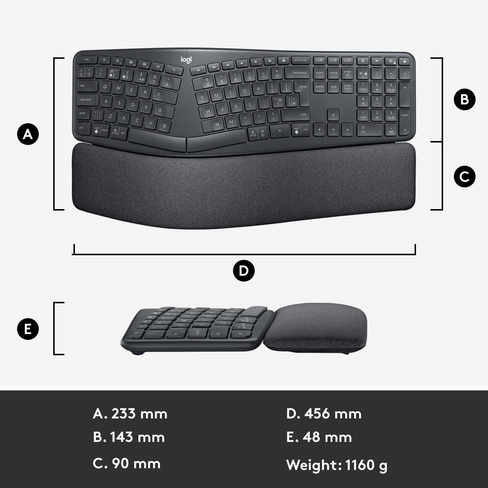 Logitech Ergo K860 Wireless Split Keyboard (Graphite)