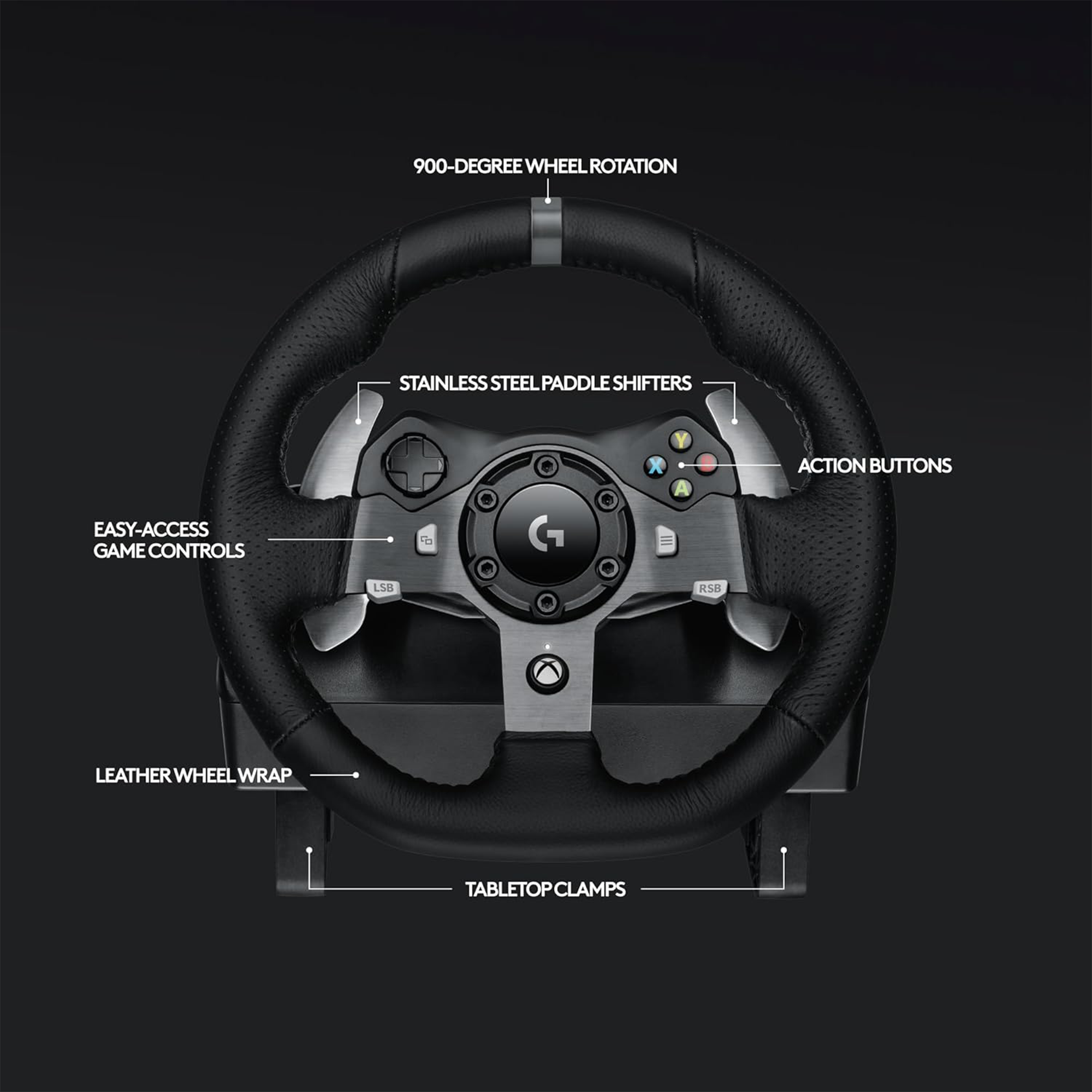 Logitech G920 Driving Force Racing Wheel and Floor Pedals - Xbox Series X|S, Xbox One, PC, Mac - Black