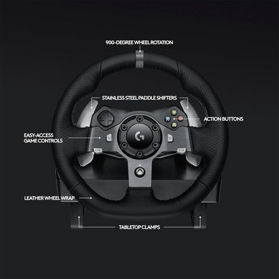 Logitech G920 Driving Force Racing Wheel and Floor Pedals - Xbox Series X|S, Xbox One, PC, Mac - Black