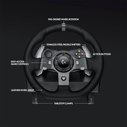 Logitech G920 Driving Force Racing Wheel and Floor Pedals - Xbox Series X|S, Xbox One, PC, Mac - Black