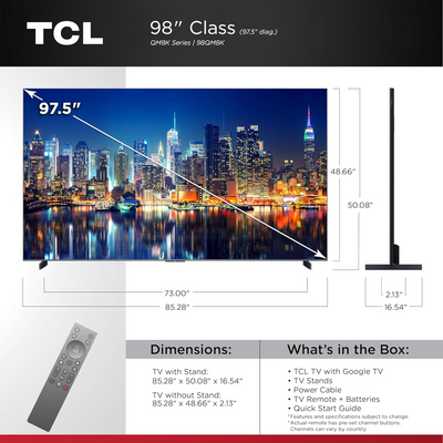 TCL QM8K Series 98" QD-Mini LED QLED 4K UHD Smart TV with Google TV – 98QM8K