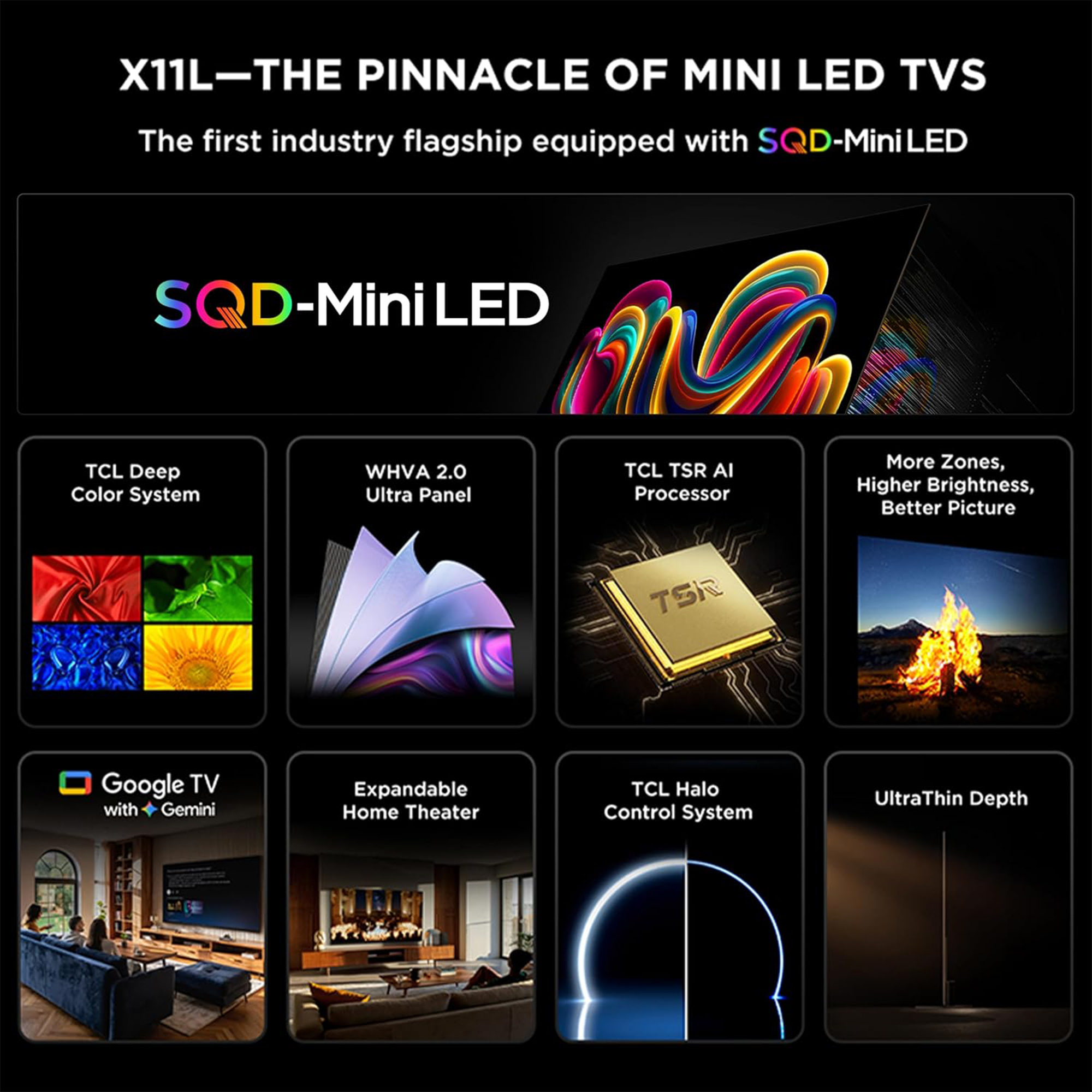 TCL X11L Series 98" 4K UHD HDR SQD-Mini LED Smart TV with Google TV – 98X11L