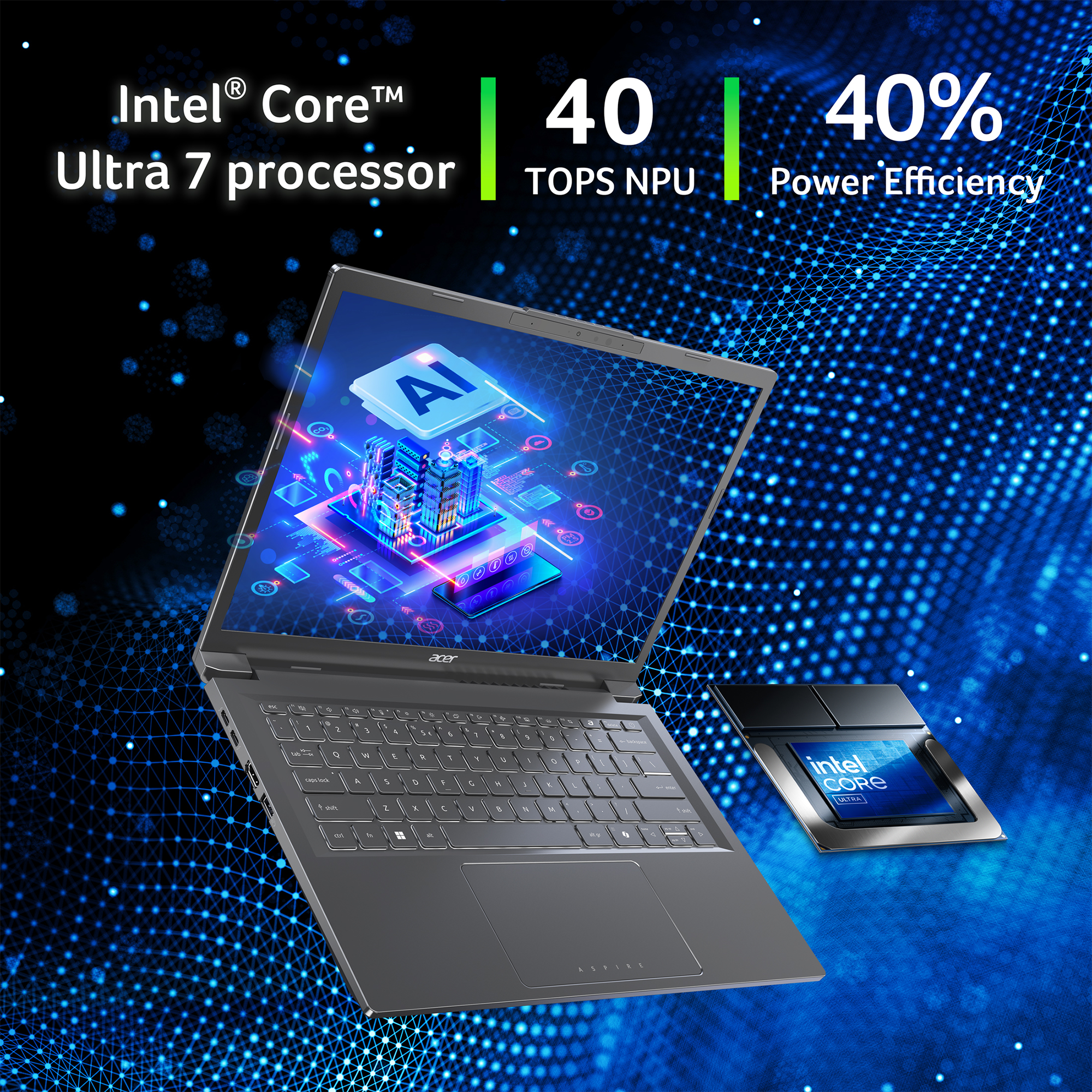 Acer Aspire 14 AI A14-52T Multi-Touch Laptop Copilot+ PC - 2.1 GHz | Intel Core Ultra 5 | 16GB RAM | 512GB SSD | Touchscreen | Windows 11 Home