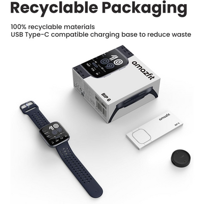 AMAZFIT Bip 6 Smart Watch - Black, Silicone Strap, 46 mm