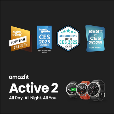 AMAZFIT Active 2 Smart Watch - Black, Silicone Strap