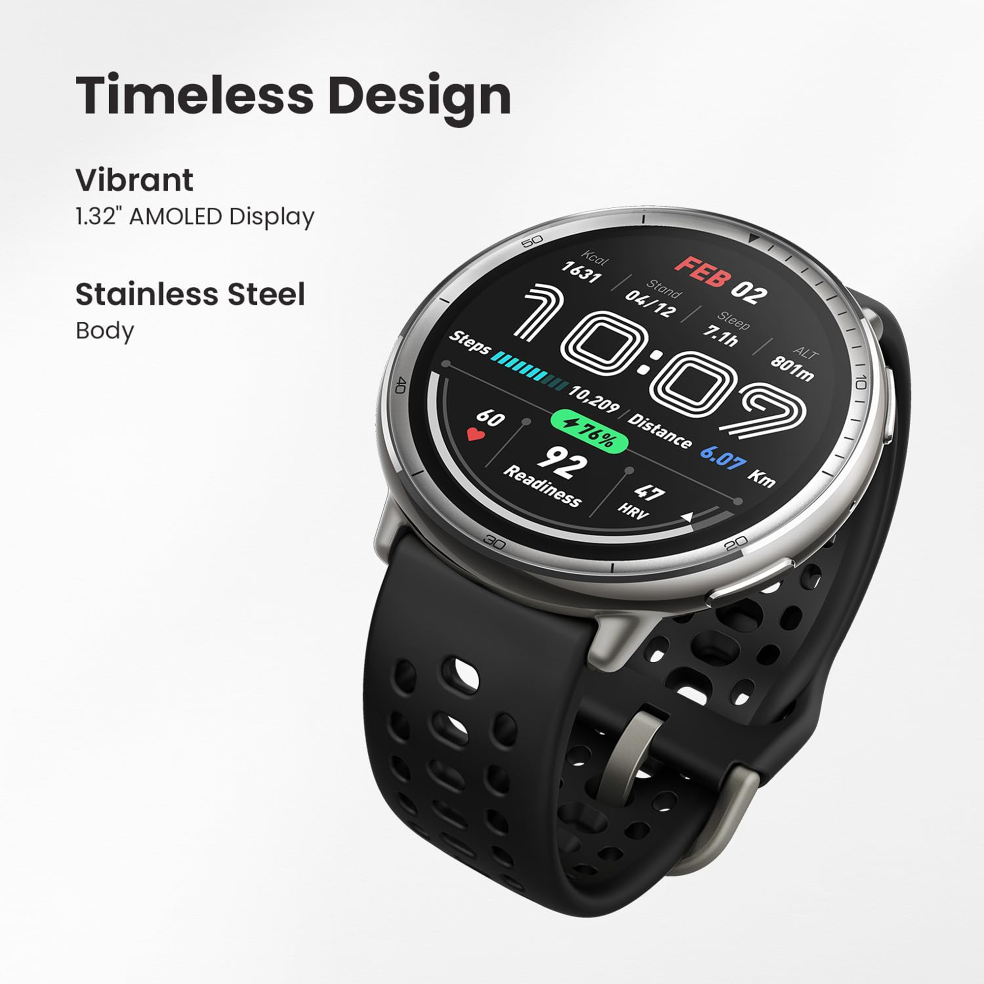AMAZFIT Active 2 Smart Watch - Black, Silicone Strap