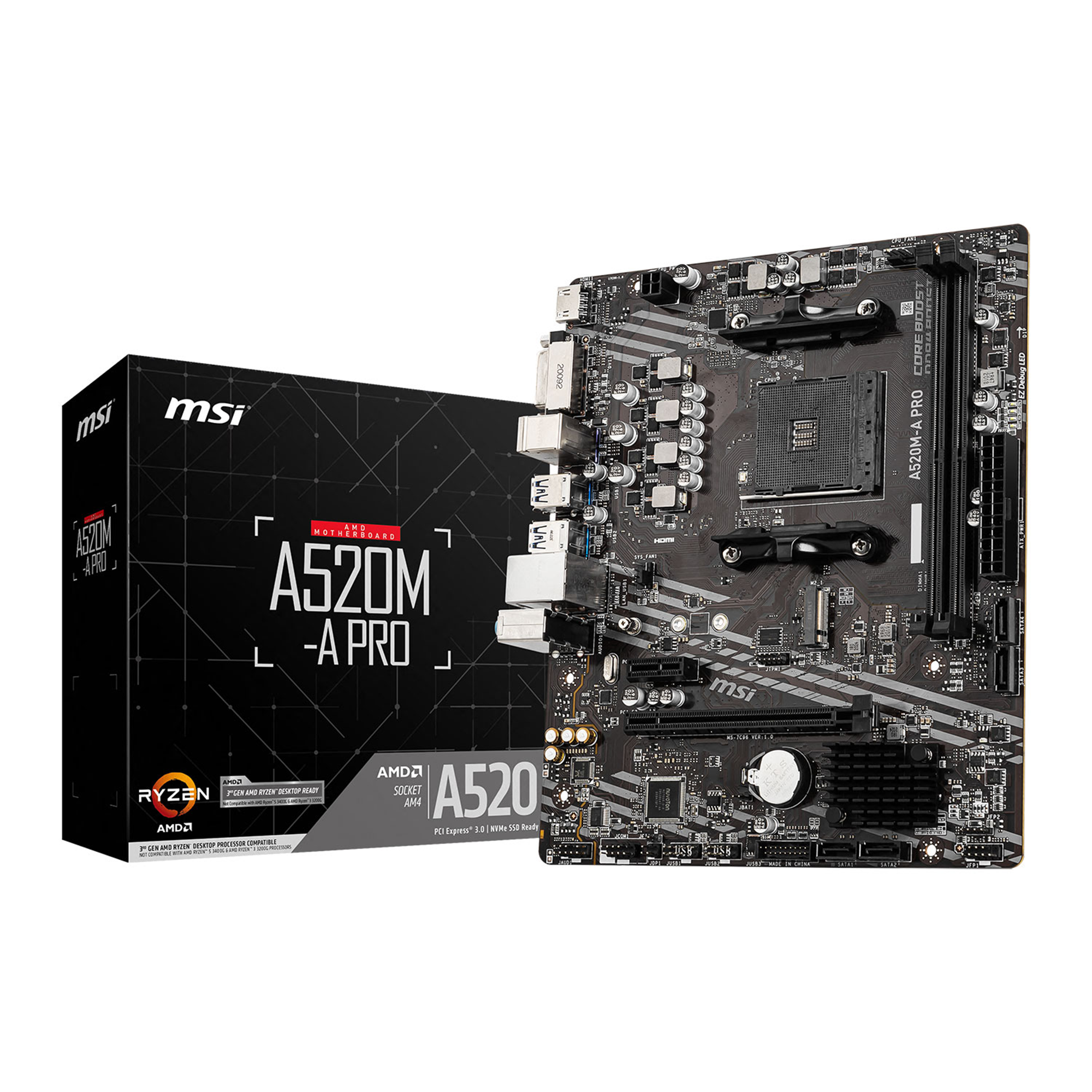 MSI AMD Ryzen A520M-A PRO AM4 MicroATX DDR4 Motherboard