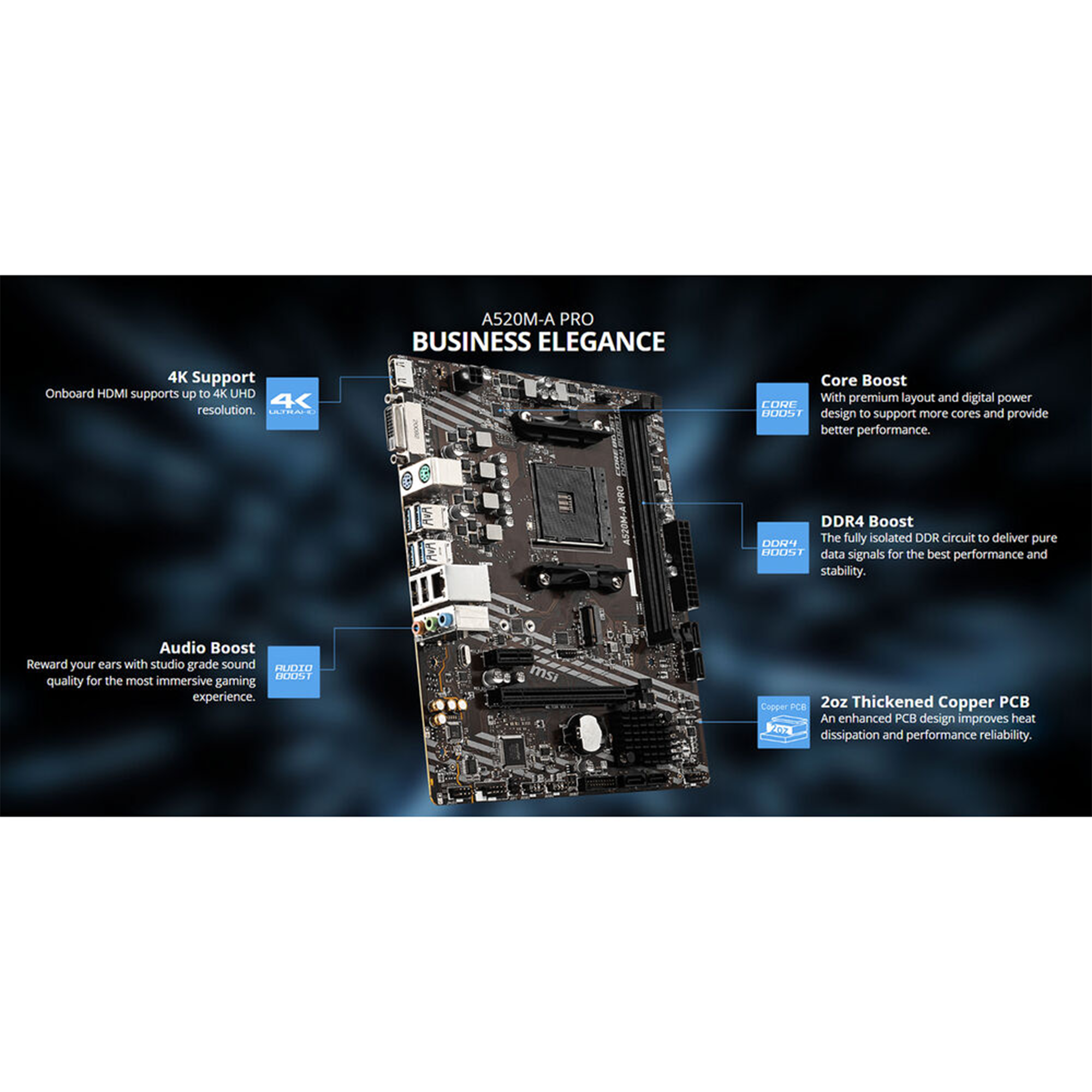 MSI AMD Ryzen A520M-A PRO AM4 MicroATX DDR4 Motherboard