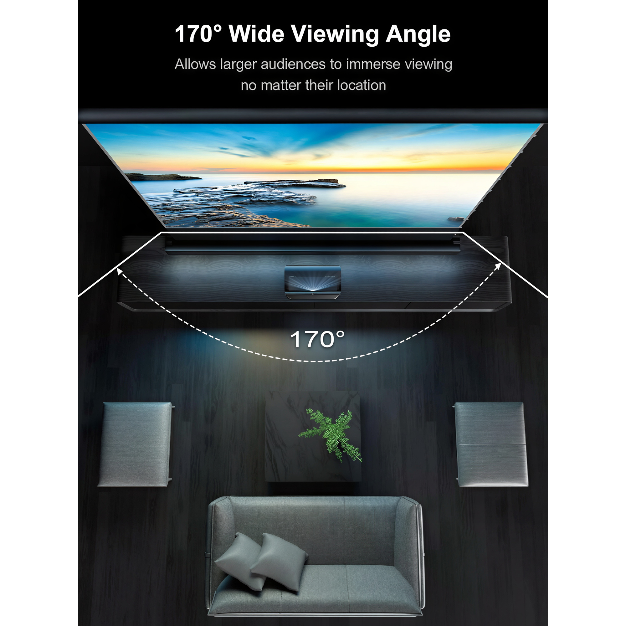 AWOL VISION 100" Cinematic+ ALR Motorized Floor Rising Acoustic Screen - ALR-F210C