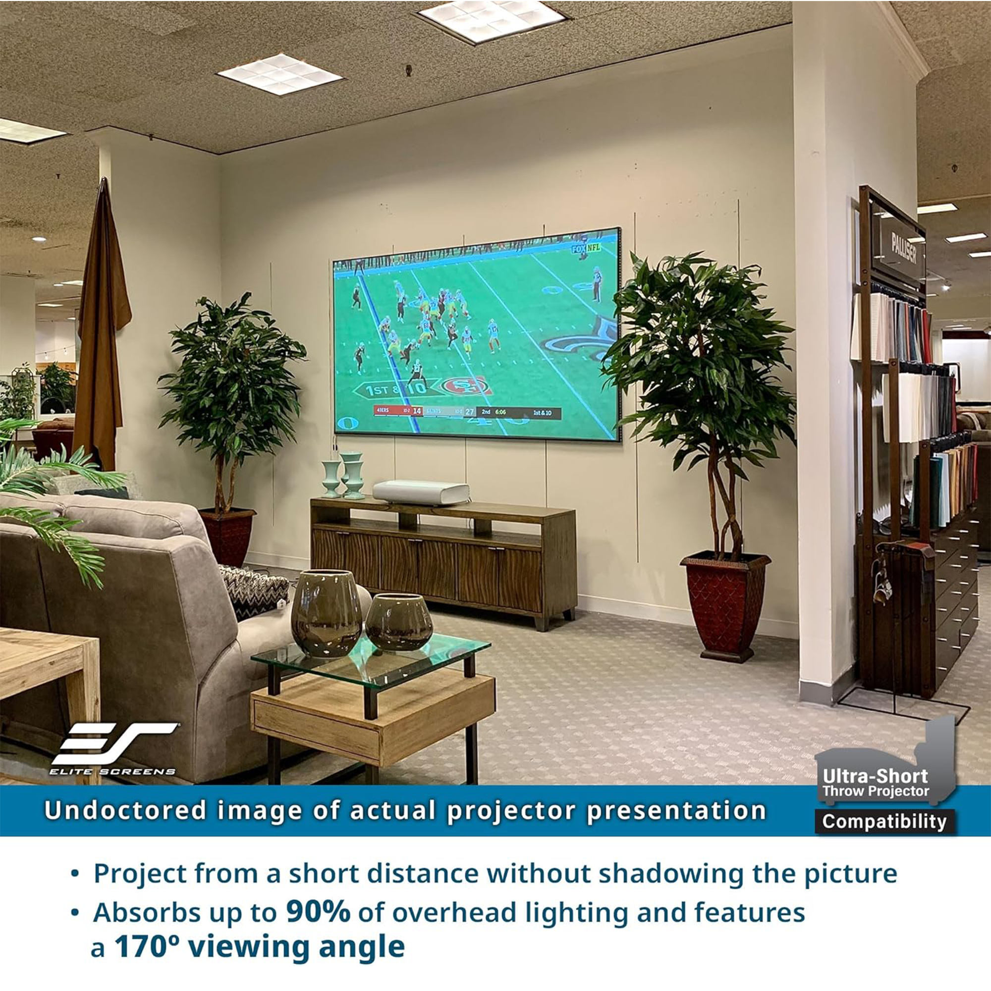 Elite Screens Aeon CLR 3 AR103H-CLR3 103" Fixed Frame Projection Screen