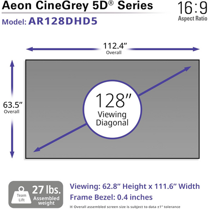 Elite Screens Aeon CineGrey 5D® Series 123" Fixed Frame Projection Screen