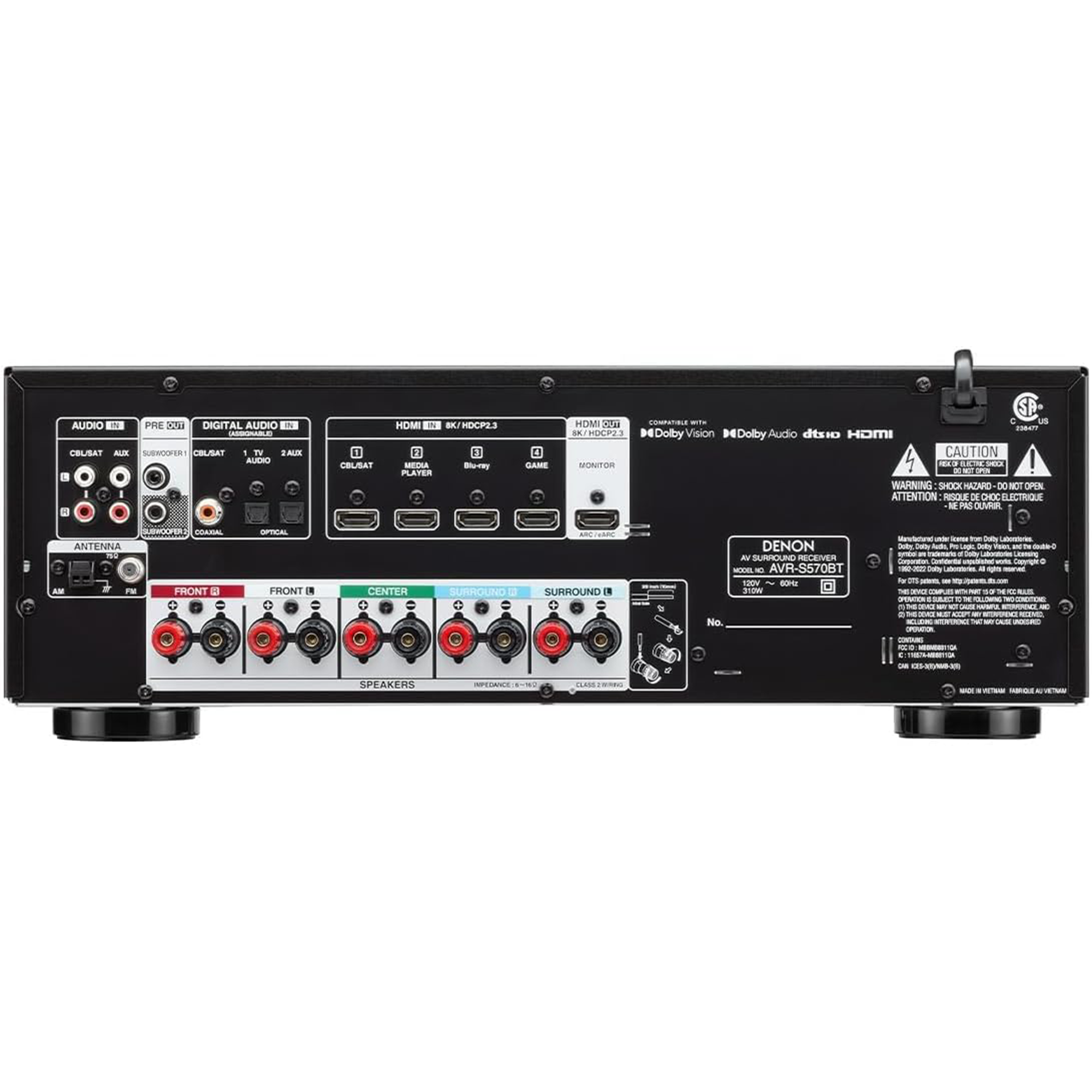 Denon AVR-S570BT 5.2-Channel A/V Receiver