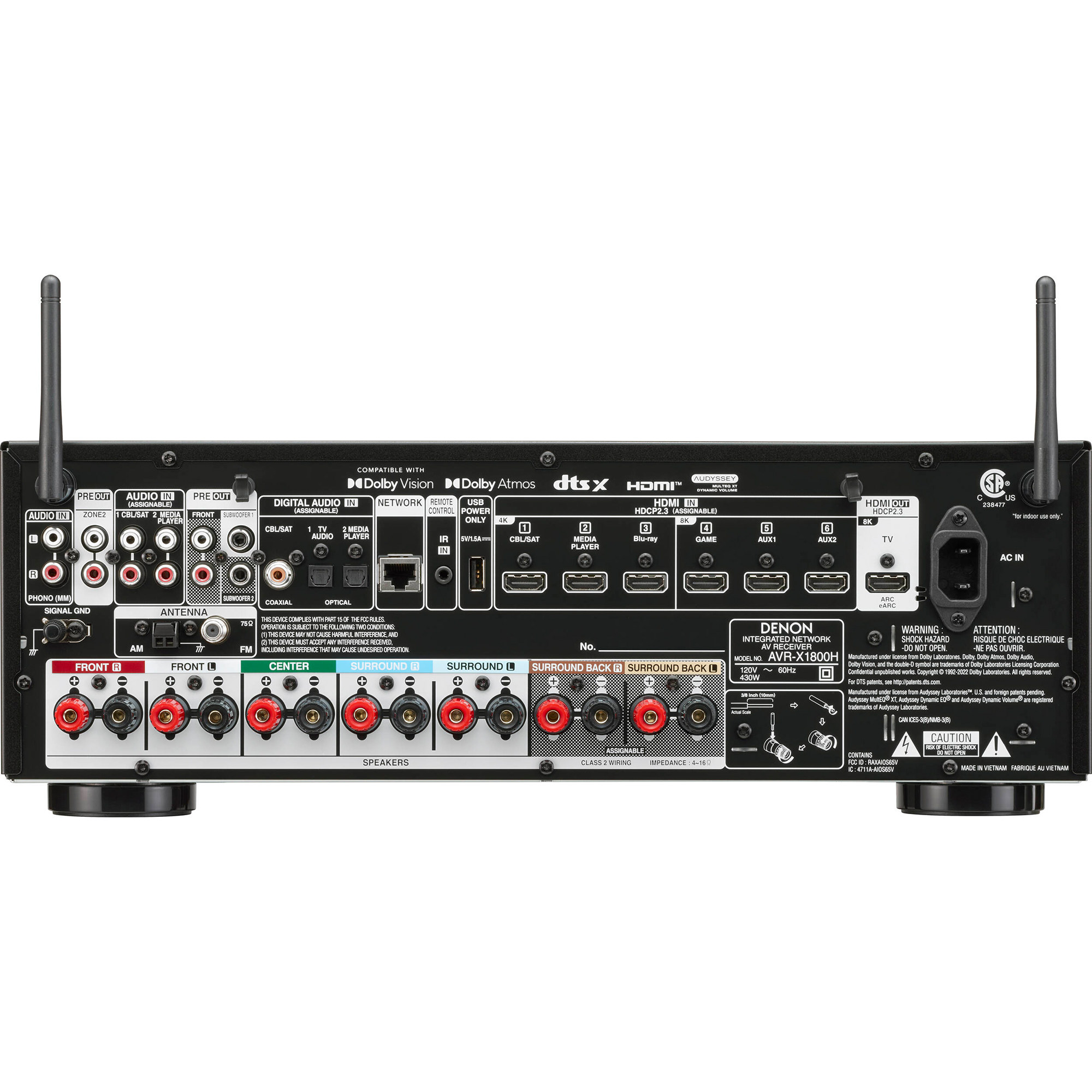 Denon X-Series AVR-X1800H 7.2-Channel Network A/V Receiver