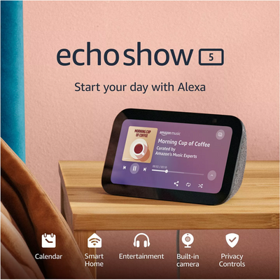 Amazon Echo Show 5 (3rd Gen) Smart Speaker with 5.5" Screen & Alexa Voice Recognition & Control - (Charcoal)