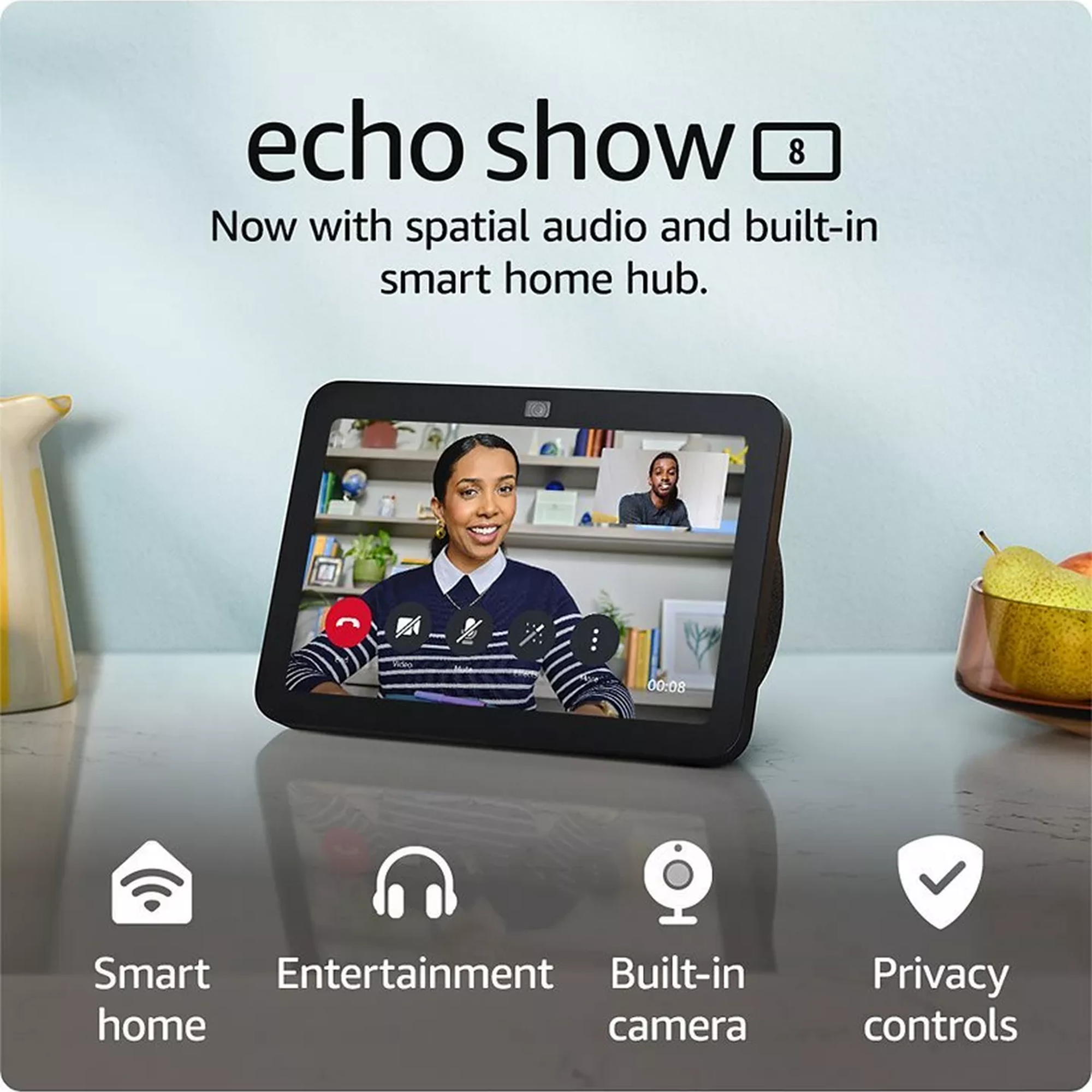 Amazon Echo Show 8 (3rd Gen) Smart Speaker with 8" Screen & Alexa Voice Recognition & Control (Charcoal)