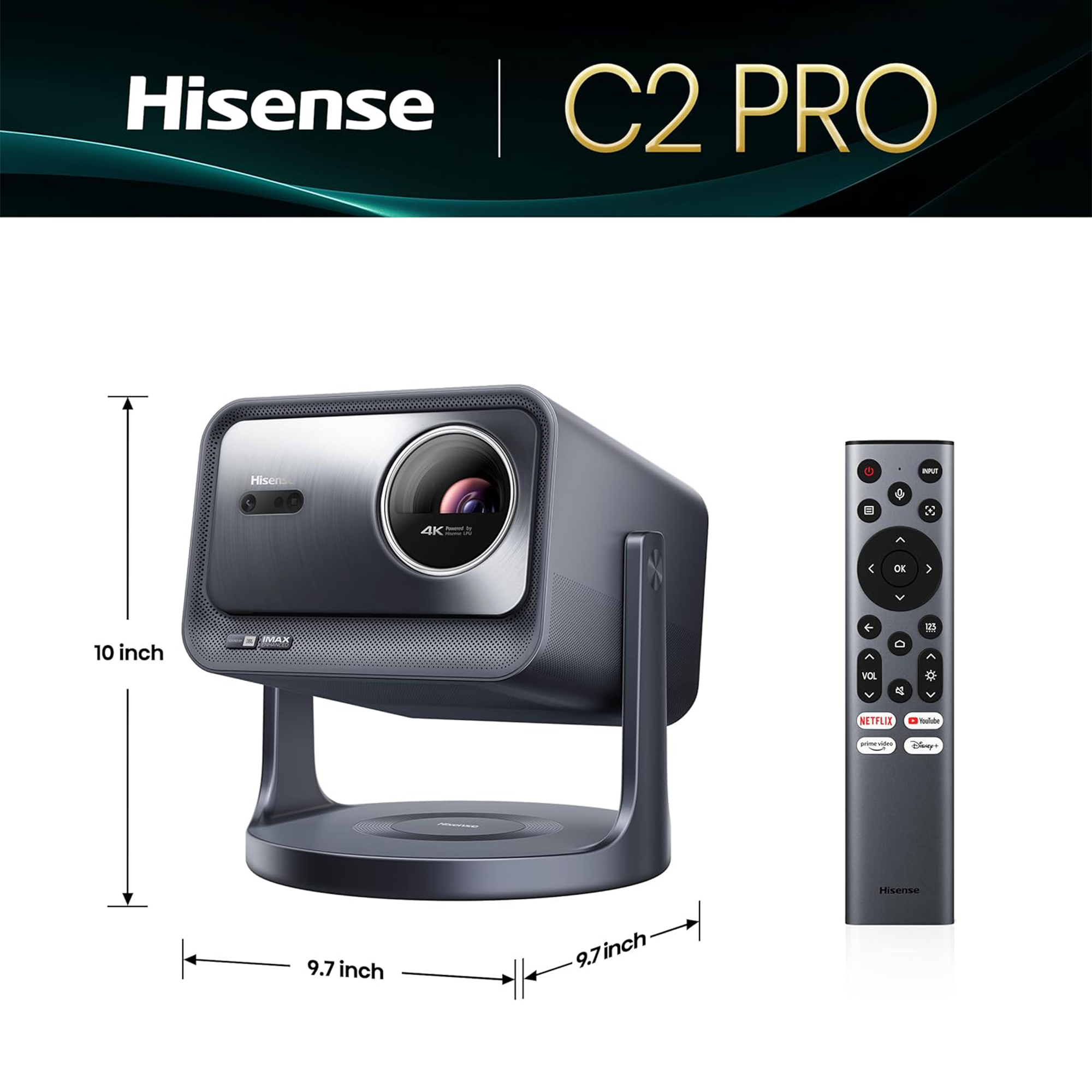 Hisense C2 Pro 2600-Lumen UHD 4K Laser DLP Smart Projector