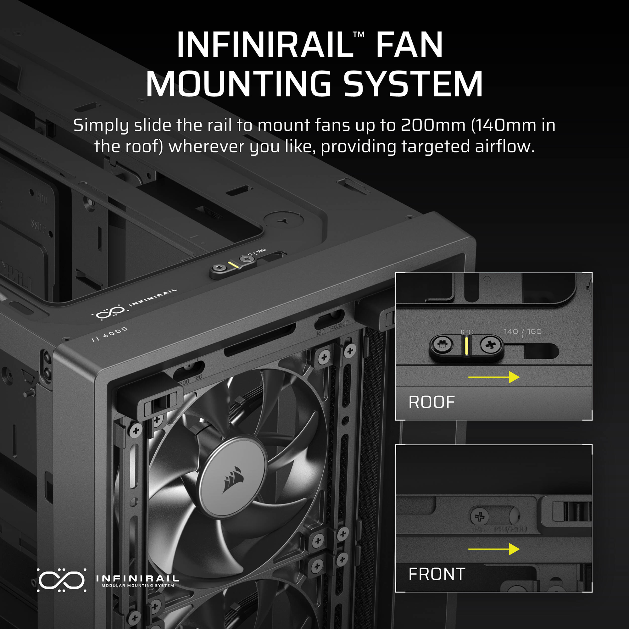 CORSAIR FRAME 4000D RS Tempered Glass Mid-Tower E-ATX Desktop Case (Black)