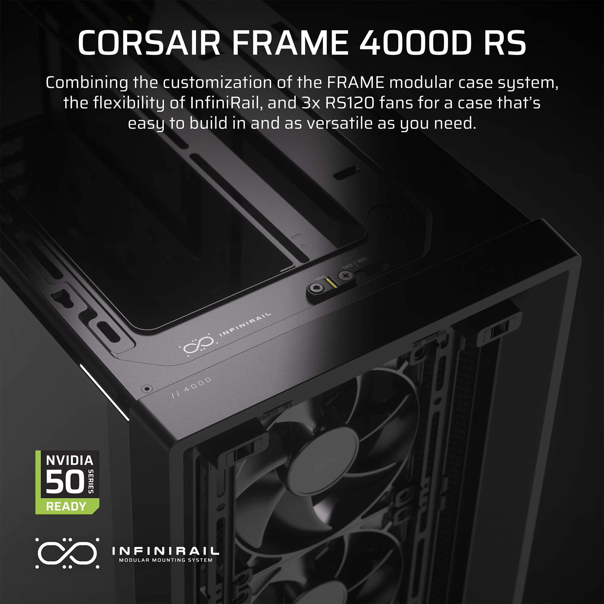 CORSAIR FRAME 4000D RS Tempered Glass Mid-Tower E-ATX Desktop Case (Black)