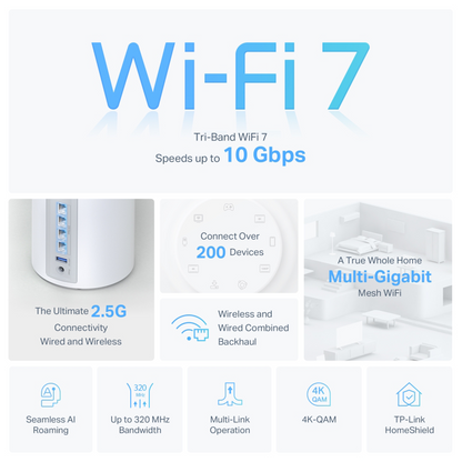 TP-Link Deco BE63 BE10000 Wireless Tri-Band 2.5G 2-Piece Whole Home Mesh System