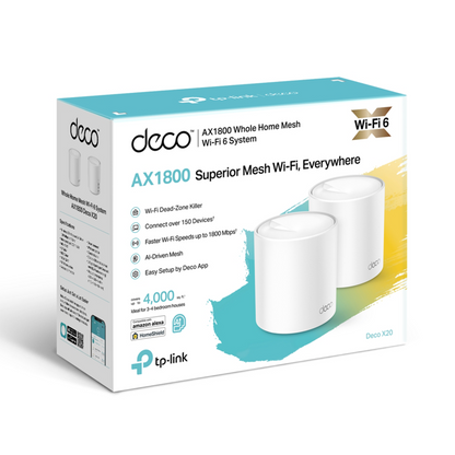 TP-Link Deco X20 AX1800 Wireless Dual-Band Gigabit 2-Piece Mesh Wi-Fi System