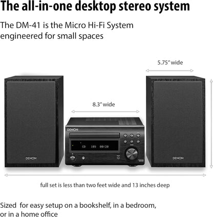 Denon D-M41SBK 60W Bluetooth Wireless Music System with CD Player  - DM-41SBK