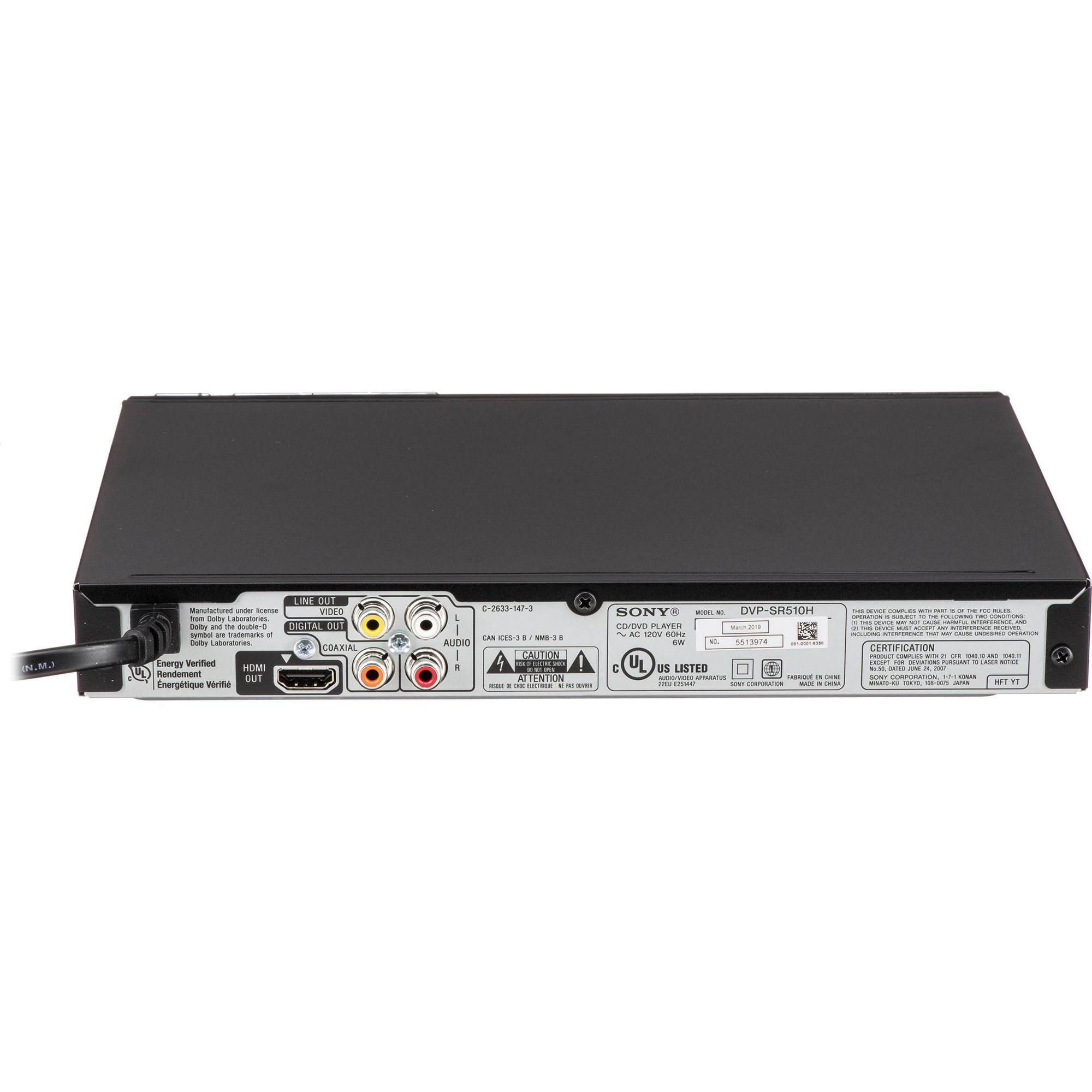 Sony DVP-SR510H 1080p Upscaling DVD Player