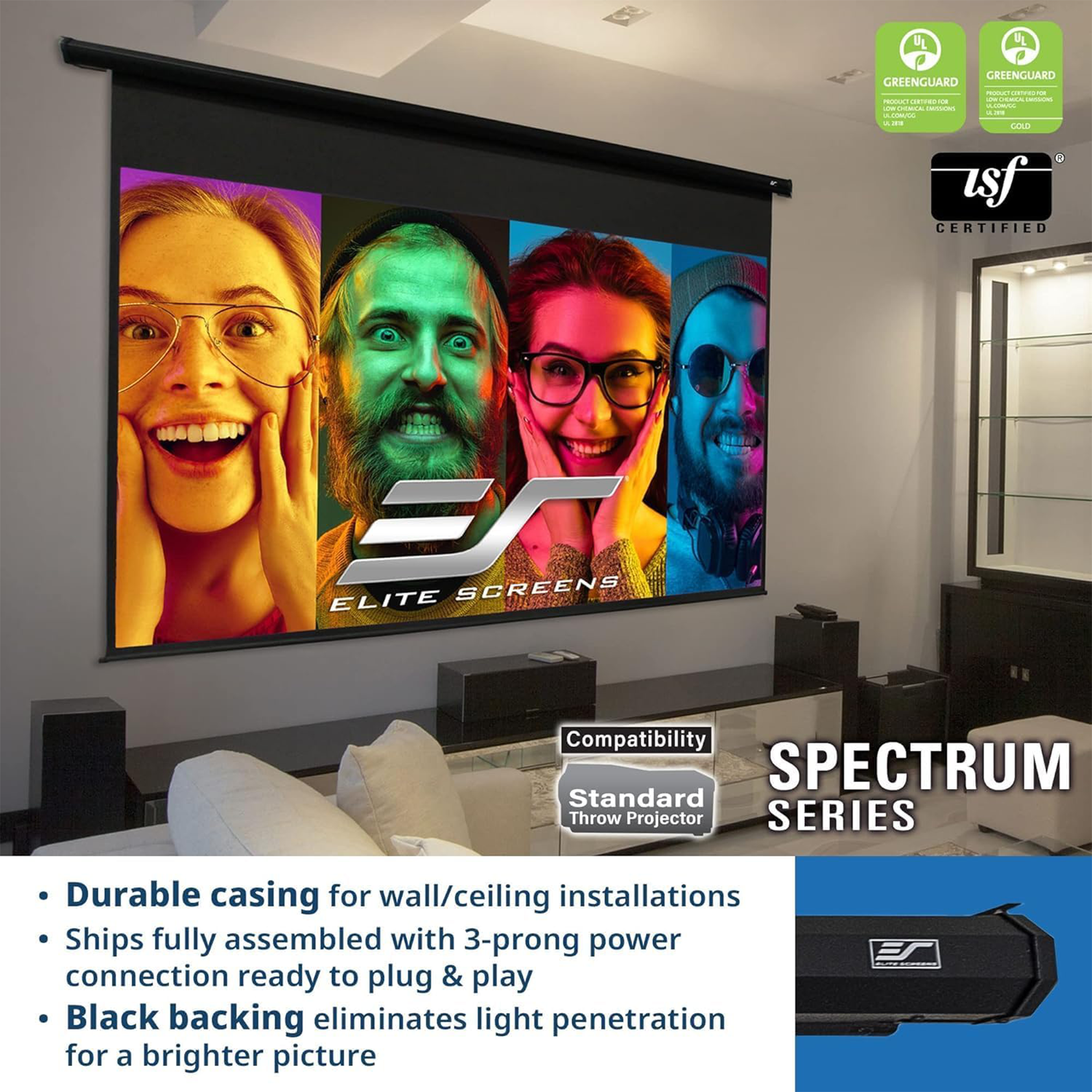 Elite Screens Spectrum 84" Electric Motorized Projection Screen