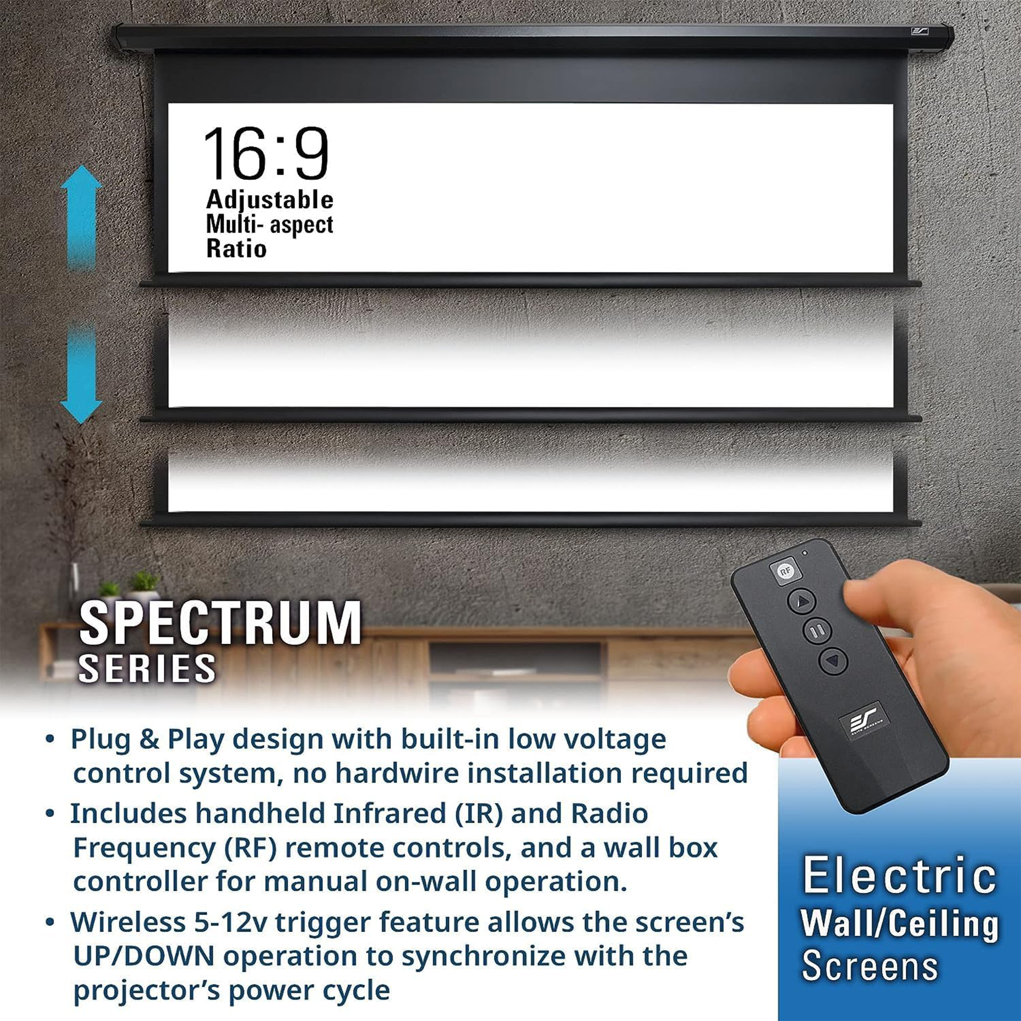 Elite Screens Spectrum 84" Electric Motorized Projection Screen