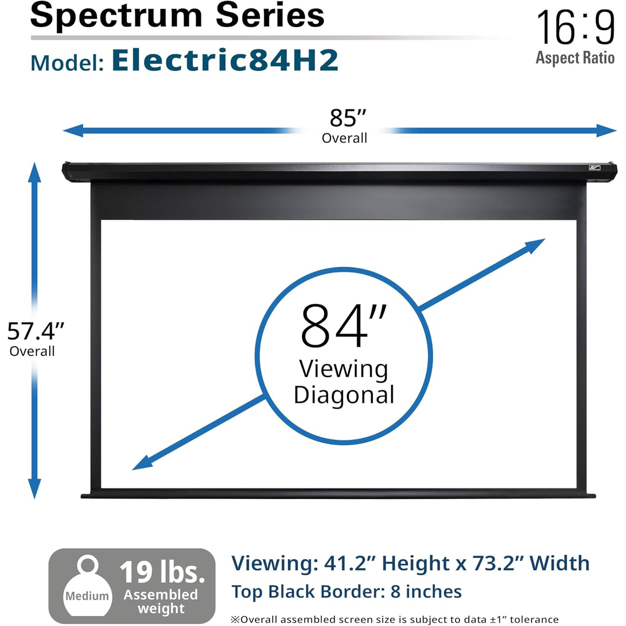 Elite Screens Spectrum 84" Electric Motorized Projection Screen