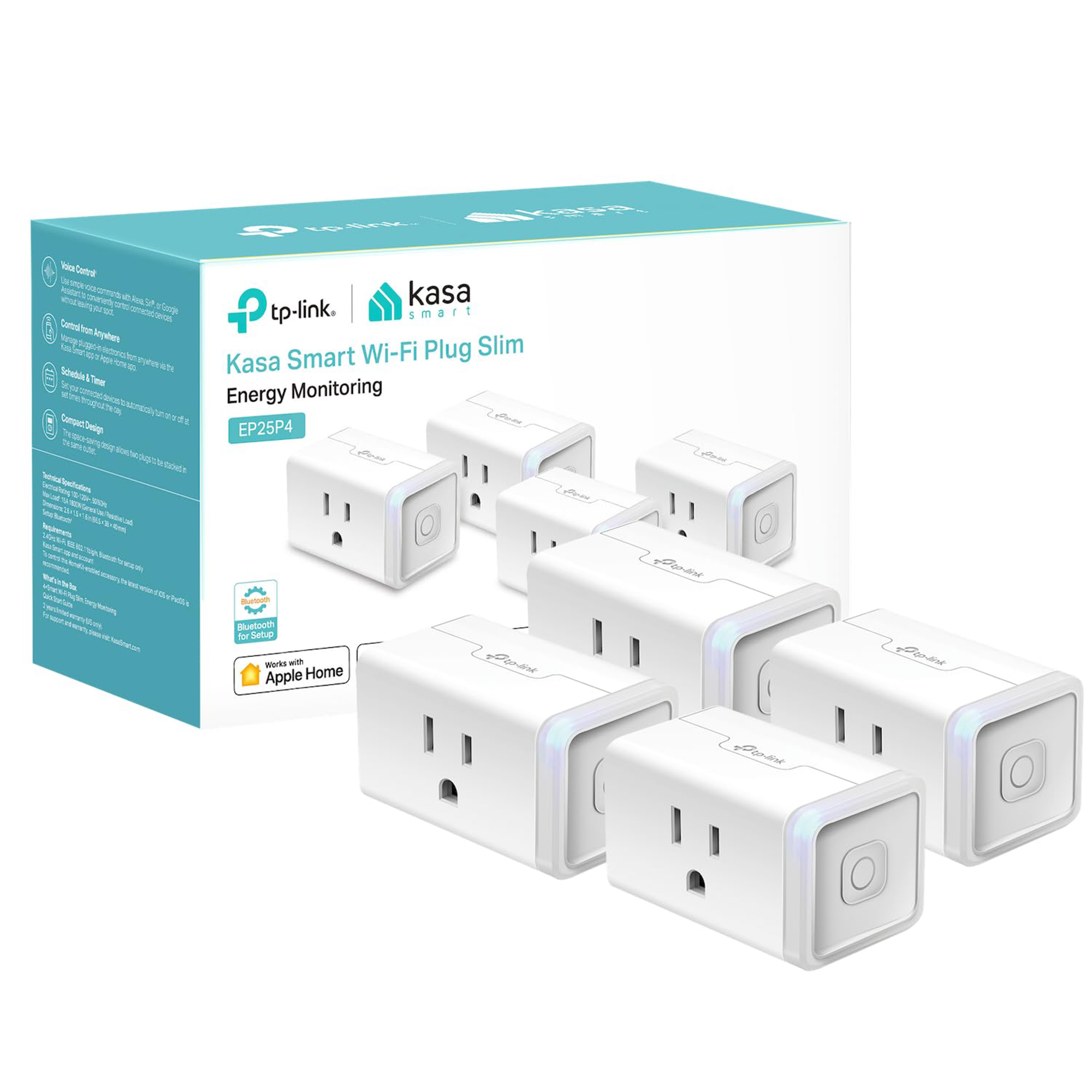 TP-Link EP25 Kasa Smart Wi-Fi Plug Slim with Energy Monitoring (4-Pack)