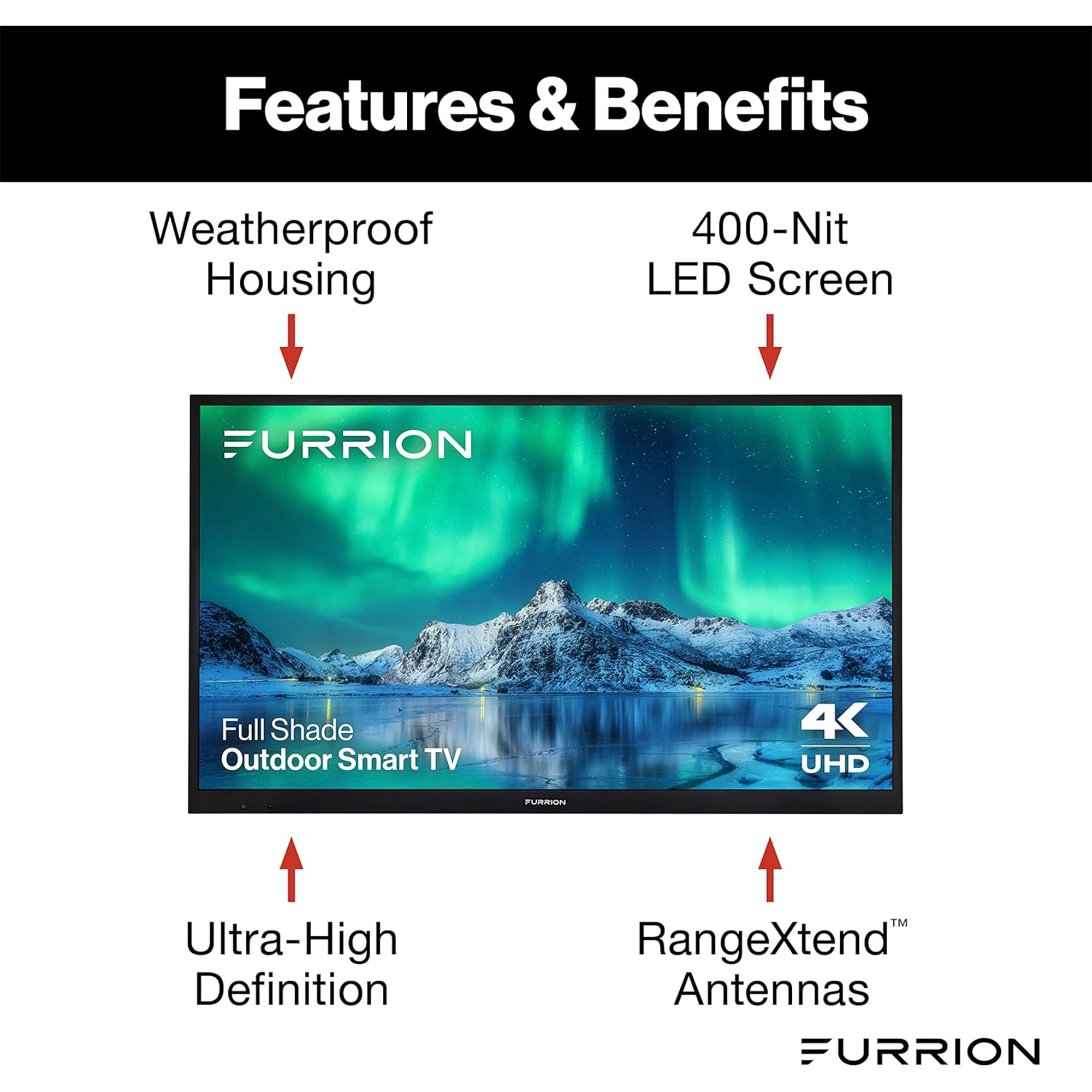 Furrion Aurora 50" 4K HDR Smart LED Outdoor TV (Full Shade) - FDUF50CSA