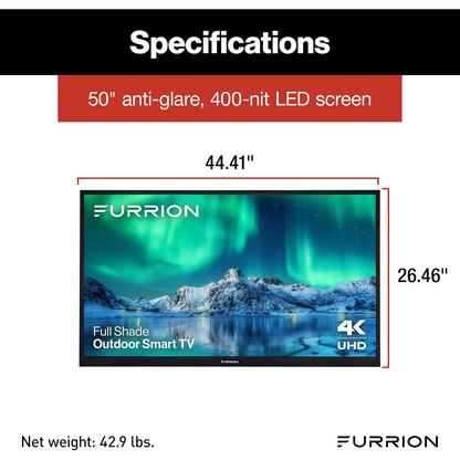Furrion Aurora 50" 4K HDR Smart LED Outdoor TV (Full Shade) - FDUF50CSA