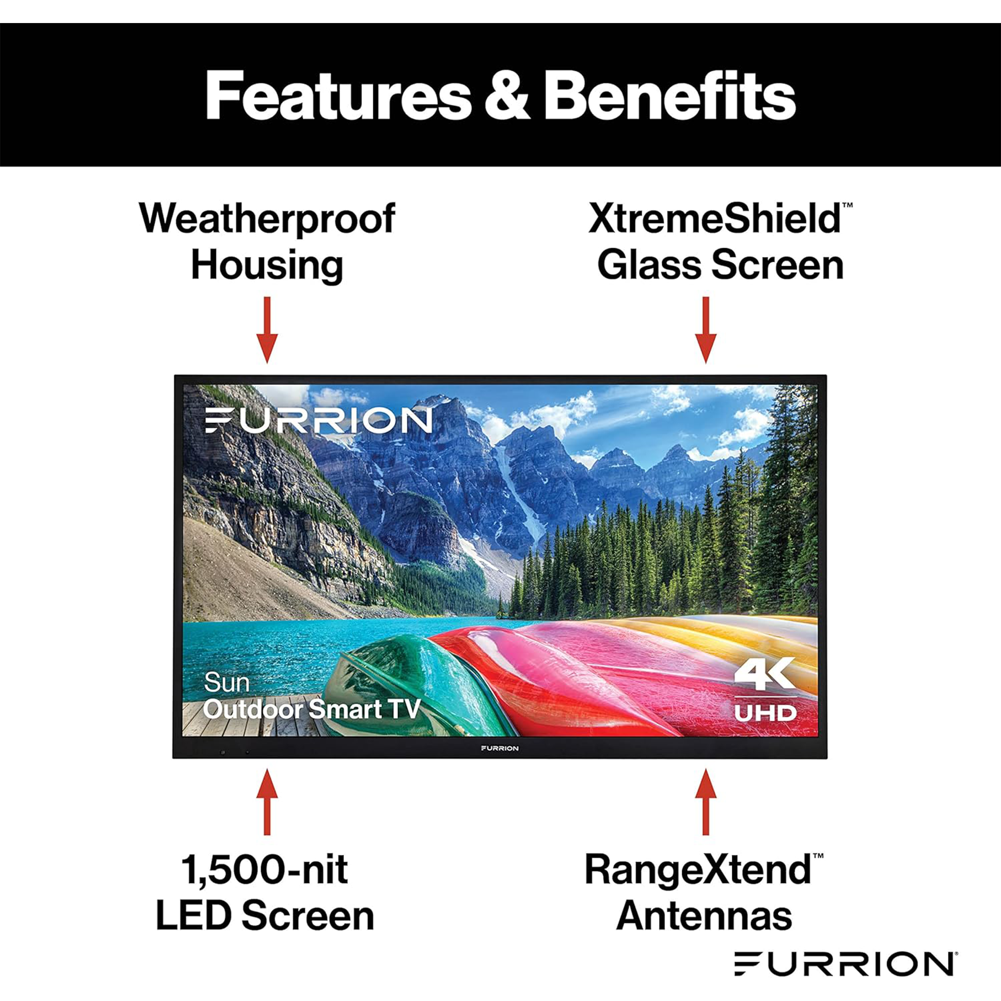 Furrion Aurora Sun 65" 4K HDR LED Outdoor Smart TV (Full Sun) - FDUN65CSA