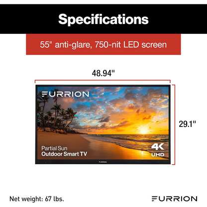 Furrion Aurora 55" 4K HDR Smart LED Outdoor TV (Partial Sun) - FDUP55CSA