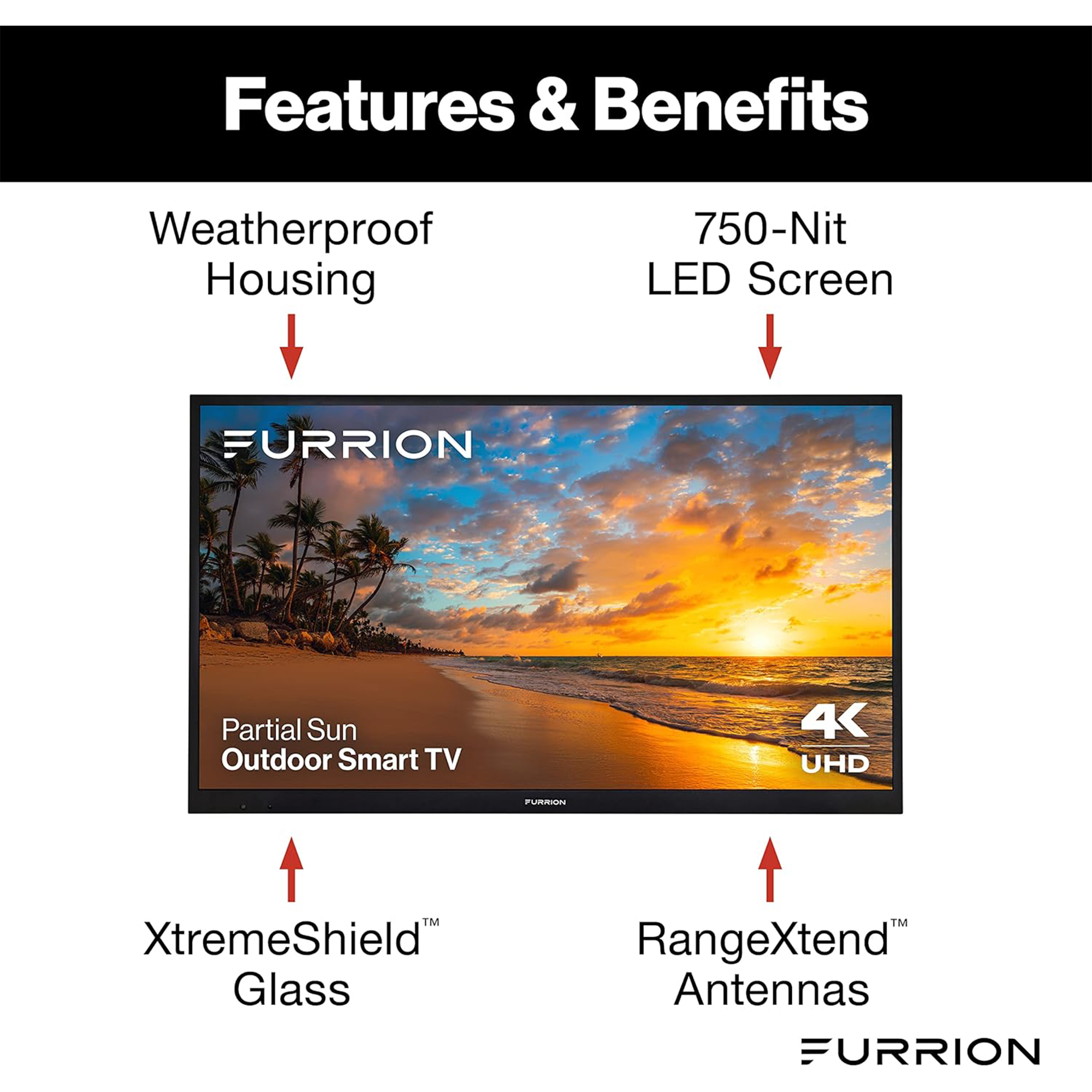 Furrion Aurora 75" 4K HDR Smart LED Outdoor TV (Partial Sun) - FDUP75CSA