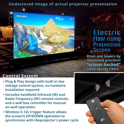 Elite Screens Kestrel Tab-Tension 3 FTE150H3 150" Electric Floor-Rising Projection Screen