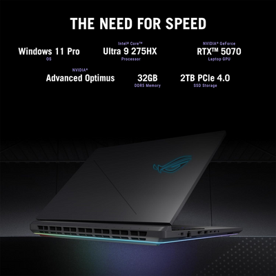Asus ROG Strix G18 G815 G815LP-XS97 18" Gaming Notebook - Windows 11 Pro - 2.5K - Intel® Core™ Ultra 9 Processor 275HX 2.7 GHz - NVIDIA® GeForce RTX™ 5070 - 32 GB RAM - 2 TB SSD
