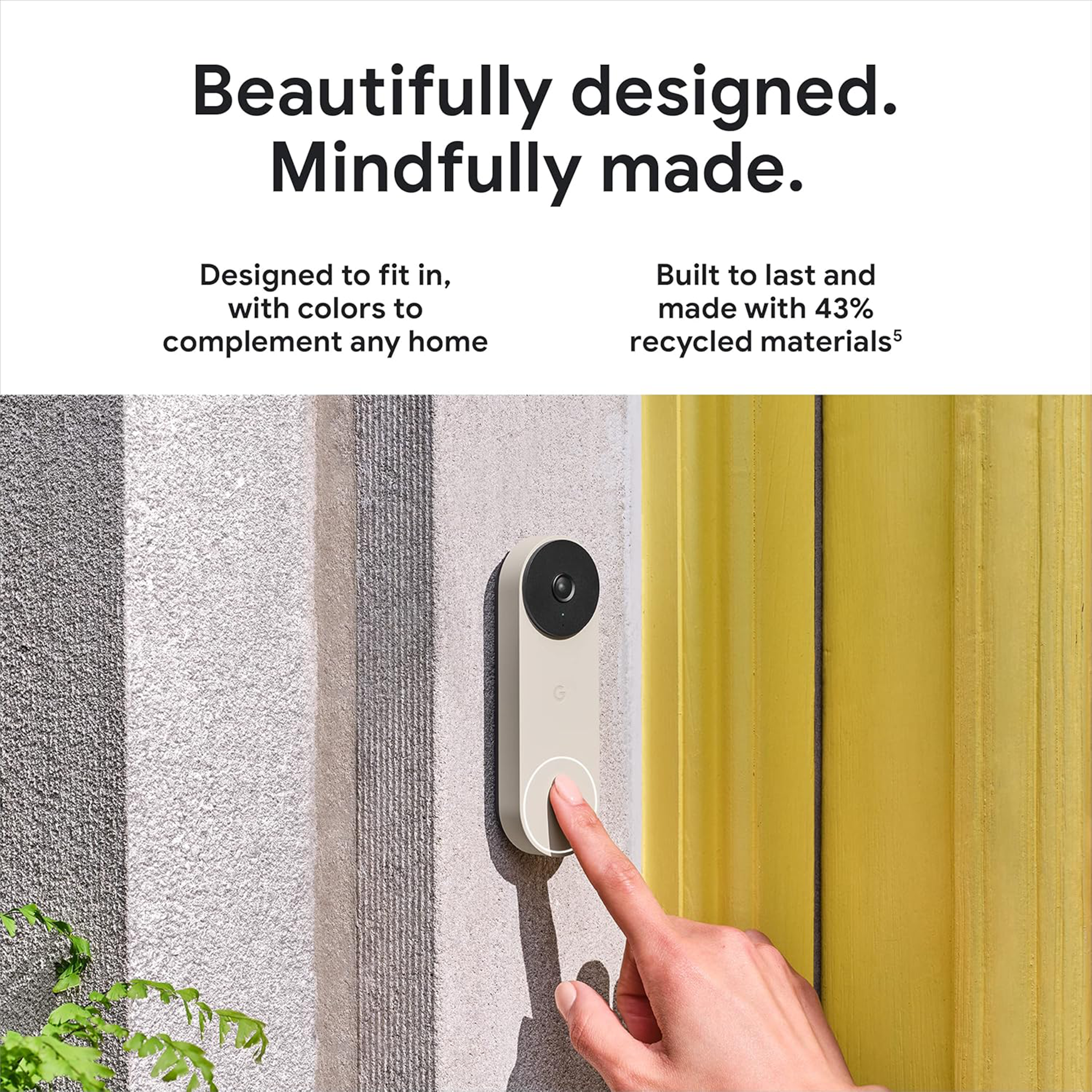 Google Nest Doorbell Wired (2nd gen) - Hardwired video doorbell with Wi-Fi® and two-way talk (Snow)