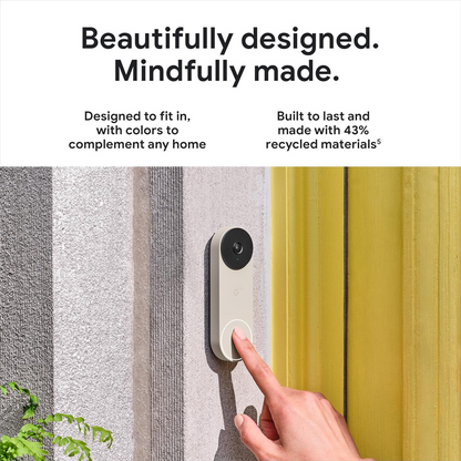 Google Nest Doorbell Wired (2nd gen) - Hardwired video doorbell with Wi-Fi® and two-way talk (Snow)