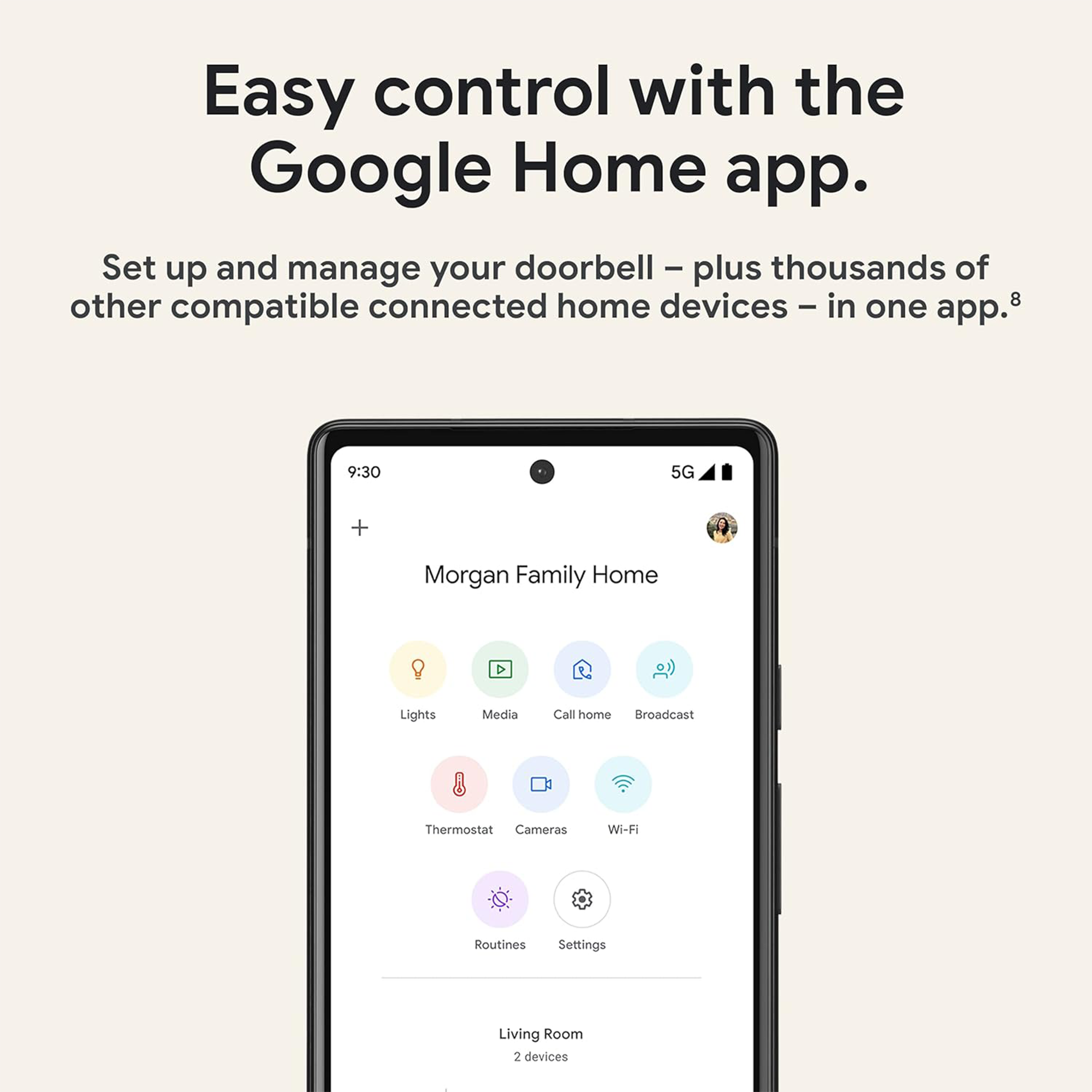 Google Nest Doorbell Wired (2nd gen) - Hardwired video doorbell with Wi-Fi® and two-way talk (Snow)